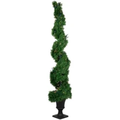Northlight 5.5' Pre-Lit Artificial Cedar Spiral Topiary Tree In Urn Style Pot, Clear Lights -Decor Vista GUEST 7886fc73 1b35 4632 8f8c 97400173b801