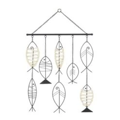 Metal Fish Indoor Outdoor Wire Wall Decor With Rattan Accent Black - Olivia & May -Decor Vista GUEST 79a31c19 1db6 4d97 ac4d c8e79e2bf7f5