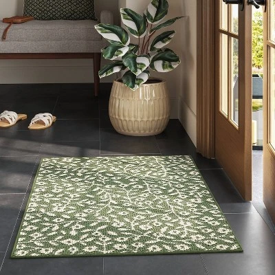 2'x3' Botanical Washable Accent Rug Fern Green - Threshold™ 3 2'x3' Botanical Washable Accent Rug Fern Green - Threshold™