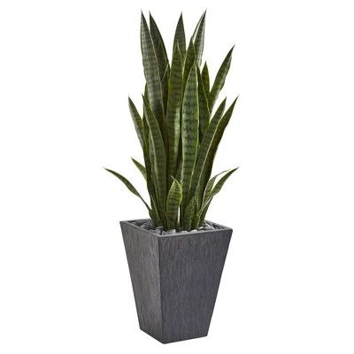 Nearly Natural 45-in Sansevieria Artificial Plant In Sate Planter 3 Nearly Natural 45-in Sansevieria Artificial Plant In Sate Planter