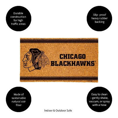Evergreen Chicago Blackhawks Logo Turf Mat, Brown- 28 X 16 Inches Indoor Outdoor Doormat 5 Evergreen Chicago Blackhawks Logo Turf Mat, Brown- 28 X 16 Inches Indoor Outdoor Doormat - Image 3