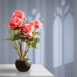 16.5" Pink Rose Flower - National Tree Company