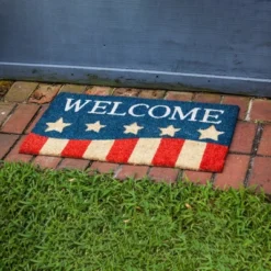 Evergreen Patriotic Stripes Indoor Outdoor Natural Coir Doormat 1'4"x2'4" Multicolored -Decor Vista GUEST 7eddf350 c3ec 43dc 8807 b5a7220fae50