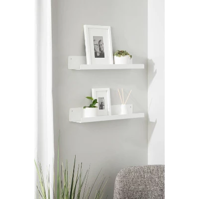 24" X 3" Mezzo Modern Metal Ledge Shelf Set White - Kate & Laurel All Things Decor 8 24" X 3" Mezzo Modern Metal Ledge Shelf Set White - Kate & Laurel All Things Decor - Image 6