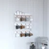 Merrick Lane Steeley Wooden Wall Mount Mug Rack Organizer With Upper Storage Shelf And Metal Hanging Hooks With No Assembly Required -Decor Vista GUEST 81f8c026 97b6 417b 828b a41d22db904e