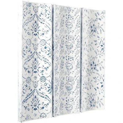 Set Of 3 Metal Floral Wall Decors With Embossed Details White - The Novogratz 7 Set Of 3 Metal Floral Wall Decors With Embossed Details White - The Novogratz - Image 5