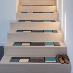 World Rug Gallery Contemporary Modern Boxes Non-Slip Stair Treads