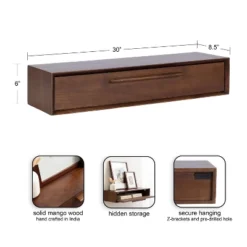 Kate & Laurel All Things Decor 30"x9"x6" McCutcheon Floating Shelf Walnut Brown -Decor Vista GUEST 83ed0ba0 7b1d 4b18 949e cacf1b0ea6de
