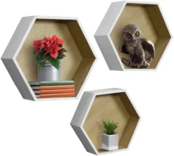 Sorbus Decorative Hexagon Floating Shelf Set Of 3 White -Decor Vista GUEST 83ff52aa c263 4c47 bfd1 a60542d9dc73