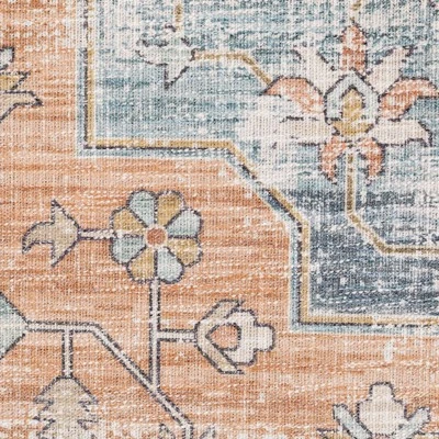 Marcel Bohemian Border Medallion Area Rug Orange/Blue - Captiv8e Designs 8 Marcel Bohemian Border Medallion Area Rug Orange/Blue - Captiv8e Designs - Image 6