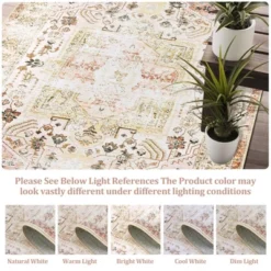 8x10 Rugs Non-Slip ¨C Vintage Distressed Area Rug Ultra-Soft Low Pile Carpet | Machine Washable Light Brown Rug With TPR Backing -Decor Vista GUEST 865739ff d01d 4b9b ab0b f75dbcfde12f