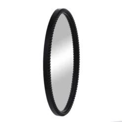 Wood Oval Mirror With Beaded Trim Black - StyleCraft