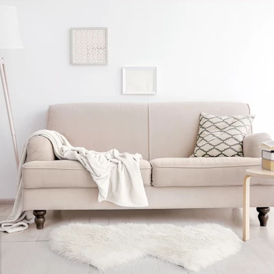 PiccoCasa Bedroom Double Heart Shaped Soft Faux Sheepskin Fur Plush Area Rugs Floor Mat 1 Pc 4 PiccoCasa Bedroom Double Heart Shaped Soft Faux Sheepskin Fur Plush Area Rugs Floor Mat 1 Pc - Image 2