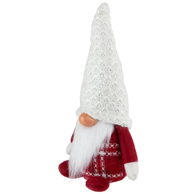 Northlight 9.5" Red And White Plaid Boy Gnome Christmas Decoration 5 Northlight 9.5" Red And White Plaid Boy Gnome Christmas Decoration - Image 3