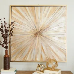 Canvas Starburst Radial Framed Wall Art With Gold Frame Brown - Olivia & May -Decor Vista GUEST 8beaa961 6de9 455f 8099 fc34d3619b18