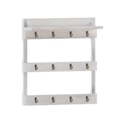 Merrick Lane Steeley Wooden Wall Mount Mug Rack Organizer With Upper Storage Shelf And Metal Hanging Hooks With No Assembly Required -Decor Vista GUEST 8cfd5d8d 55a2 4a12 b0c2 827b77601e5e