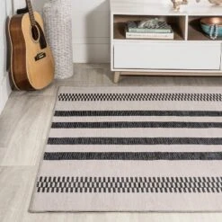 Vichy Geometric Striped Machine-Washable Indoor Area Rug - JONATHAN Y -Decor Vista GUEST 8d1bebb9 5236 4d38 8446 e20c2a1a5658
