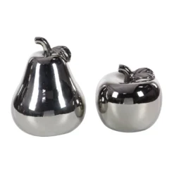 Set Of 2 Modern Chic Dolomite Apple And Pear Sculpture Silver - Olivia & May 10 Set Of 2 Modern Chic Dolomite Apple And Pear Sculpture Silver - Olivia & May -Decor Vista GUEST 8d6212c4 a78e 4b22 98ff 171cf1733693