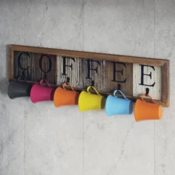 Emma And Oliver Distressed Rustic Coffee Sign With 6 Sturdy Metal Hooks To Accommodate Most Mug Sizes -Decor Vista GUEST 8d8d7fed 2cc6 4411 a5e1 e8a7036c2b50