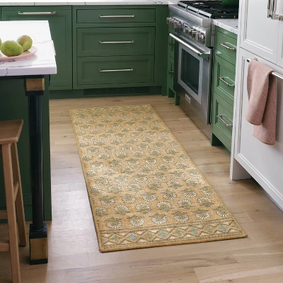 28"x84" Floral Block Memory Foam Runner Rug Yellow - Threshold™ 3 28"x84" Floral Block Memory Foam Runner Rug Yellow - Threshold™