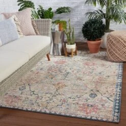 Elva Indoor/Outdoor Oriental Area Rug Tan/Blue - Jaipur Living -Decor Vista GUEST 8ea392e3 cc2f 45c4 a92b 283241aad5d7