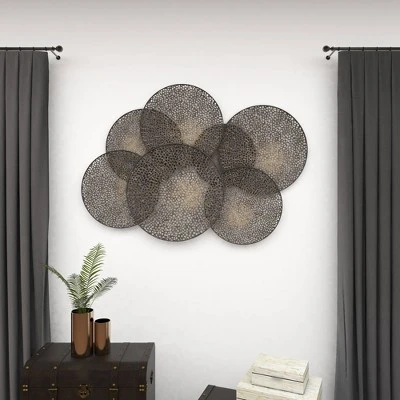 Metal Plate Overlapping Perforated Wall Decor Black - Olivia & May 10 Metal Plate Overlapping Perforated Wall Decor Black - Olivia & May - Image 8