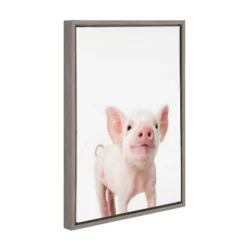 18" X 24" Sylvie Young Pig Framed Canvas Wall Art By Amy Peterson Gray - Kate And Laurel