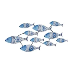 16" X 37" Metal Fish Wall Decor Blue - Olivia & May -Decor Vista GUEST 9050c6e8 17f4 4216 ac9c ee1c6a4891e0