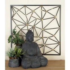Metal Geometric Wall Decor With Black Frame And Gold Points Black - CosmoLiving By Cosmopolitan -Decor Vista GUEST 912a2374 1ae5 4128 a853 4457760f399e