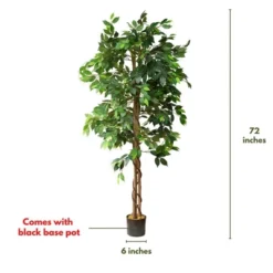 Forever Leaf 72" Artificial Ficus Silk Tree In Black Pot, Indoor Artificial Plant For Home Decor 11 Forever Leaf 72" Artificial Ficus Silk Tree In Black Pot, Indoor Artificial Plant For Home Decor -Decor Vista GUEST 91493a6f 92cf 44d1 9674 9993cab9e433