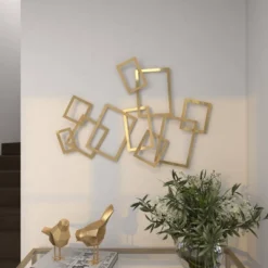 Metal Geometric Overlapping Rectangles Wall Decor Gold - CosmoLiving By Cosmopolitan -Decor Vista GUEST 92d65456 7226 481d 81f0 815f46fd32fd