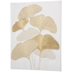 HOMCOM Hand-Painted Canvas Wall Art For Living Room Bedroom, Painting Gold Ginkgo Leaves, 39.25" X 31.5" -Decor Vista GUEST 9327be15 d367 4c5f 9987 ed9ac4b65c1c