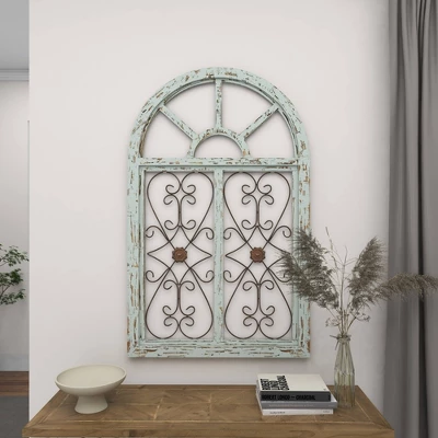 Wood Scroll Arched Window Inspired Wall Decor With Metal Scrollwork Relief White - Olivia & May 12 Wood Scroll Arched Window Inspired Wall Decor With Metal Scrollwork Relief White - Olivia & May - Image 10