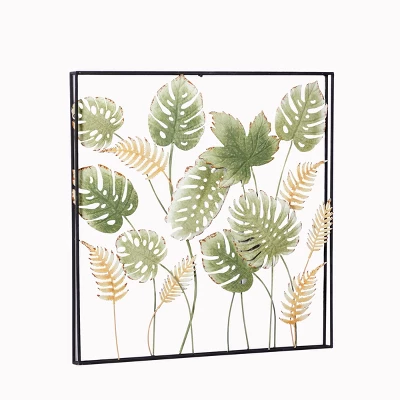 30" X 30" Metal Leaf Tall Cut-Out Wall Decor With Intricate Laser Cut Designs Green - Olivia & May 4 30" X 30" Metal Leaf Tall Cut-Out Wall Decor With Intricate Laser Cut Designs Green - Olivia & May - Image 2