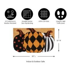 Evergreen Pattern Pumpkins Shaped Indoor Outdoor Natural Coir Doormat 1'6"x2'6" Multicolored -Decor Vista GUEST 946dfa04 b680 4c1e 9939 04934516cb2a