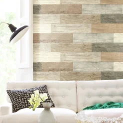 RoomMates Distressed Barn Wood Plank Peel And Stick Wallpaper Giant Wall Decals Brown -Decor Vista GUEST 96394da8 83e2 4763 8650 d1f4255899d3