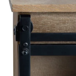 30" X 28" Barnhardt Decorative Wooden Wall Cabinet With 2 Sliding Glass Doors Rustic Brown - Kate & Laurel All Things Decor