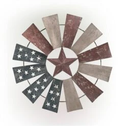 Patriotic Windmill Metal Wall Decor - Alpine Corporation -Decor Vista GUEST 986de893 5d3b 478e 9a20 fe044faa1ffd