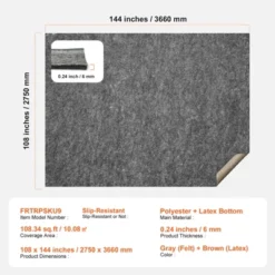 VEVOR - Slip-Resistant Rug Pad - Protective Cushioning Carpet Pad - 9' X 12' - 1/4"Thick - Dual Surface - Polyester Felt + Latex - Gray -Decor Vista GUEST 98f5c6f8 734a 4379 a01c f35a9d031ef2
