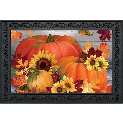Briarwood Lane Autumn Pumpkin Trio Doormat Sunflowers Fall 30" X 3 Briarwood Lane Autumn Pumpkin Trio Doormat Sunflowers Fall 30" X