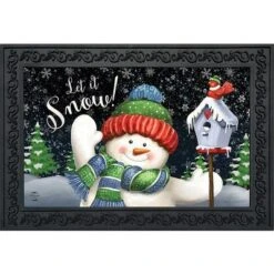 Snow Time Snowman Winter Doormat Indoor Outdoor 30" X 18" Briarwood Lane