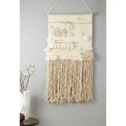 Saro Lifestyle Saro Lifestyle Textured Wall Hanging With Woven Design, Ivory, 24"x48" -Decor Vista GUEST 9b06bc29 1abf 4c9c 9668 ad7ffc13e6e6