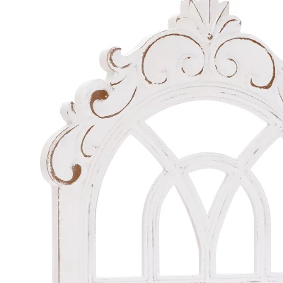 LuxenHome Distressed White Wood Vintage Arched Window Wall Home Decor 7 LuxenHome Distressed White Wood Vintage Arched Window Wall Home Decor - Image 5