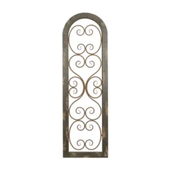 Wood Scroll Arched Window Inspired Wall Decor With Metal Scrollwork Relief Brown - Olivia & May -Decor Vista GUEST 9bf32ac5 0a41 4866 a000 230975978db3
