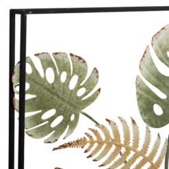 30" X 30" Metal Leaf Tall Cut-Out Wall Decor With Intricate Laser Cut Designs Green - Olivia & May