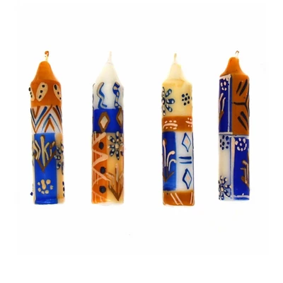 Global Crafts Hand-Painted Dinner Or Shabbat Candles, Set Of 4 3 Global Crafts Hand-Painted Dinner Or Shabbat Candles, Set Of 4