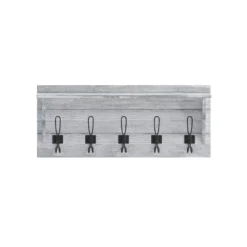 Emma And Oliver Rustic Country Wall Mounted Entryway Shelf With 5 Rustic Hooks And Wood Construction -Decor Vista GUEST 9f152084 965d 4955 92dd 7e0b56f49599