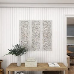 Wood Floral Handmade Intricately Carved Wall Decor Set Of 3 White - Olivia & May 20 Wood Floral Handmade Intricately Carved Wall Decor Set Of 3 White - Olivia & May -Decor Vista GUEST 9f62e8f9 87fa 4650 9cfc 797b447e56ec