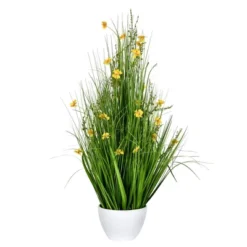 Vickerman Artificial Yellow Potted Artificial Cosmos And Grass -Decor Vista GUEST 9fa47c5e c21e 481c a865 845b70a164de