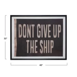"Don't Give Up
" Wood Framed Glass Wall Decor With Vintage Reproduction Flag Black - 3R Studios